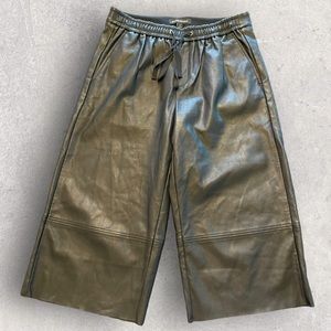 Banana Republic Black Liquid Coated Leather Gaucho Drawstring Pants 4